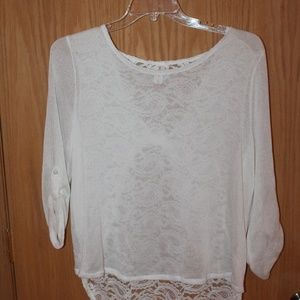 White Knit and Lace Top